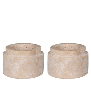 Teelichthalter – Travertin Material, Natürliche Oberfläche, 2er-Set | House Nordic