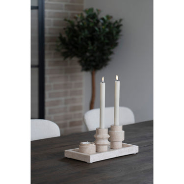 Tealight Holder - Natural Travertine Stone, Compact Design, Elegant Pair | House Nordic