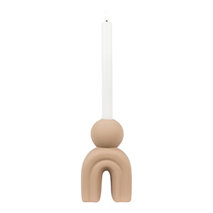 Kerzenständer – Braunes Steinzeug, skulpturale Bogenform, 17 cm hoch - Candle Holder | House Nordic