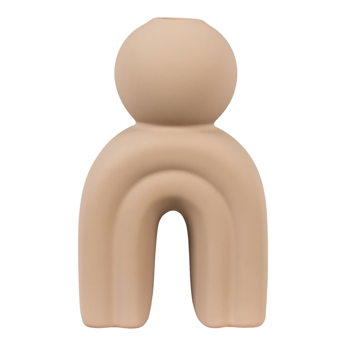 Kerzenständer – Braunes Steinzeug, skulpturale Bogenform, 17 cm hoch - Candle Holder | House Nordic