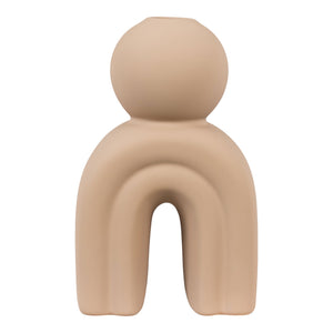 Kerzenständer – Braunes Steinzeug, skulpturale Bogenform, 17 cm hoch - Candle Holder | House Nordic