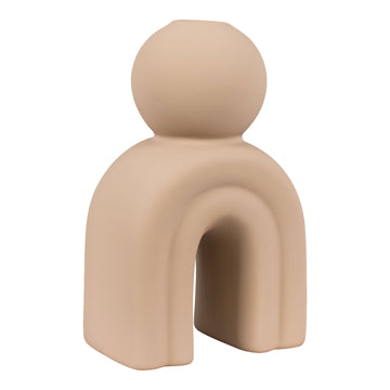 Kerzenständer – Braunes Steinzeug, skulpturale Bogenform, 17 cm hoch - Candle Holder | House Nordic