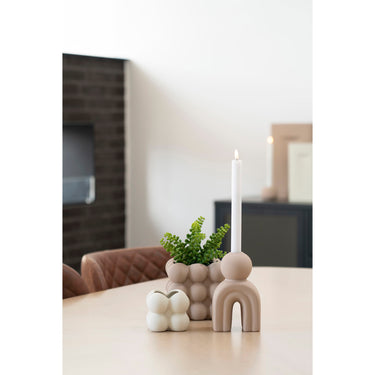 Candle holder - ceramic stoneware, warm brown glaze, sculptural vertical form | House Nordic