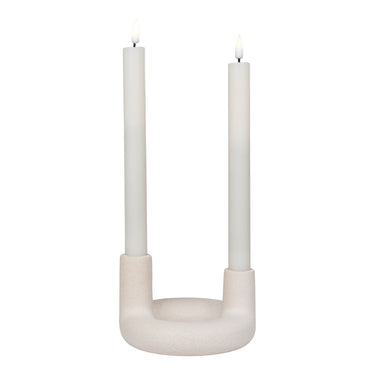 Candle Holder - Ceramic Material, Beige Finish, Minimal Design | House Nordic