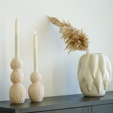 Candle holder – solid cement, natural beige, sculptural silhouette | House Nordic