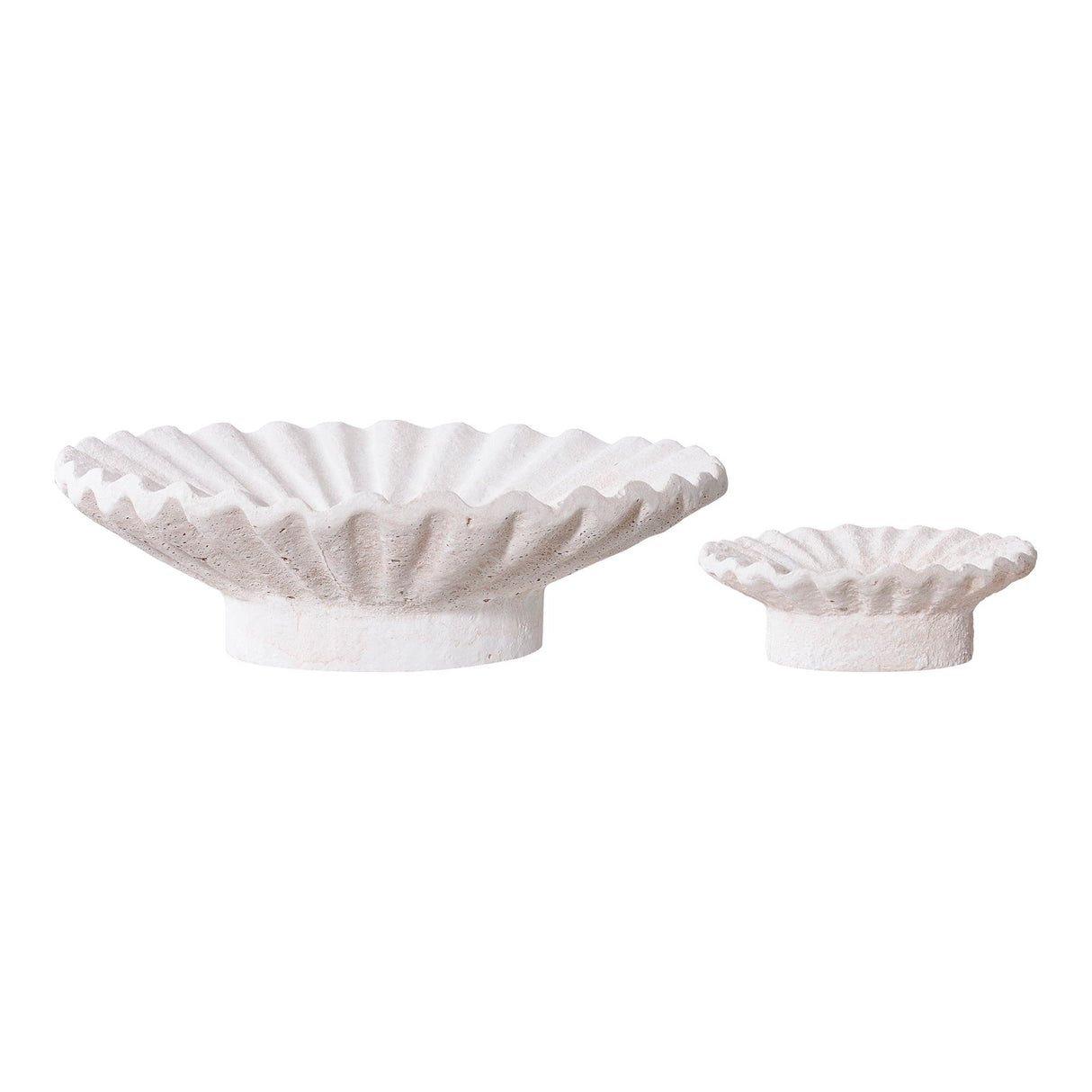 Kerzenhalter – Weißer Zement, geriffelte Form, 2er-Set - Candle Holder | House Nordic