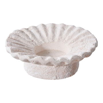 Kerzenhalter – Weißer Zement, geriffelte Form, 2er-Set - Candle Holder | House Nordic