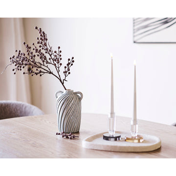 Kerzenhalter – Glasdesign, Grau-Weiß, Dekorativer Sockel - House Nordic