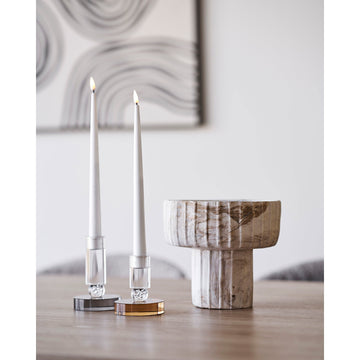 Kerzenhalter – Glasdesign, Grau-Weiß, Dekorativer Sockel - House Nordic