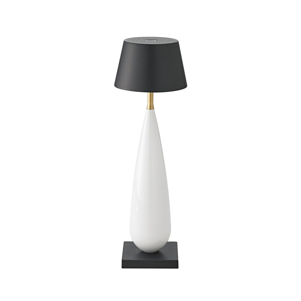 Cordless table lamp Thala - 220mm ceramic white/black, 2.3W Flex-Mood 2200K/2700K, IP65
