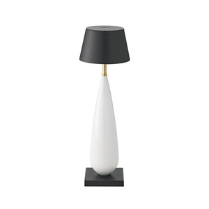 Cordless table lamp Thala - 220mm ceramic white/black, 2.3W Flex-Mood 2200K/2700K, IP65