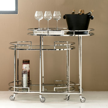 Ovales Beistelltisch - Set Edelstahl & Glas - Modell Crosby Street | Rivièra Maison - Esszett Luxury | Stilvolles Wohnen mit Charakter
