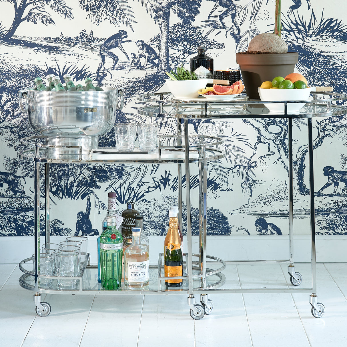 Ovales Beistelltisch - Set Edelstahl & Glas - Modell Crosby Street | Rivièra Maison - Esszett Luxury | Stilvolles Wohnen mit Charakter