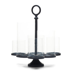 Laternenhalter Mattschwarz Aluminium und Glas, Silber, 36.5x35x42 cm – Lisbon Multiple Hurricane 1 | Rivièra Maison - Esszett Luxury | Stilvolles Wohnen mit Charakter