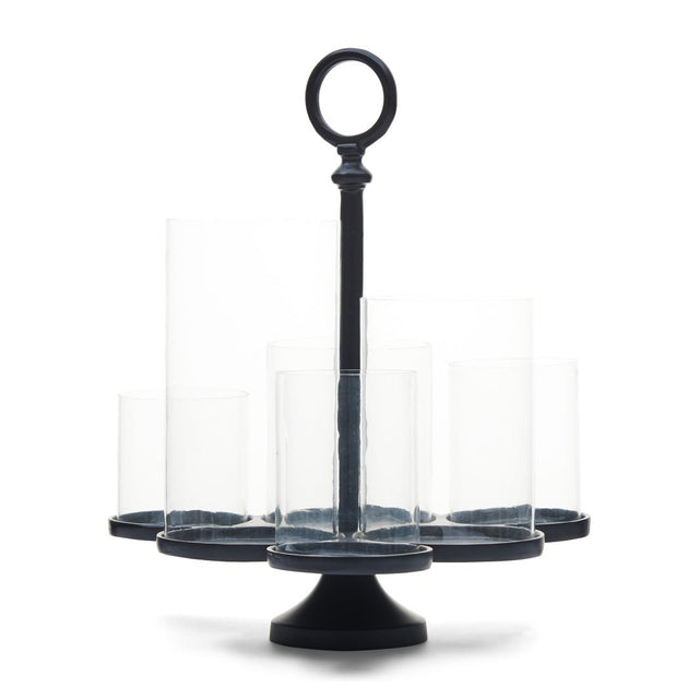 Laternenhalter Mattschwarz Aluminium und Glas, Silber, 36.5x35x42 cm – Lisbon Multiple Hurricane 1 | Rivièra Maison - Esszett Luxury | Stilvolles Wohnen mit Charakter