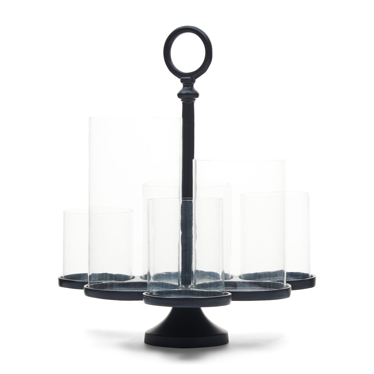 Laternenhalter Mattschwarz Aluminium und Glas, Silber, 36.5x35x42 cm – Lisbon Multiple Hurricane 1 | Rivièra Maison - Esszett Luxury | Stilvolles Wohnen mit Charakter