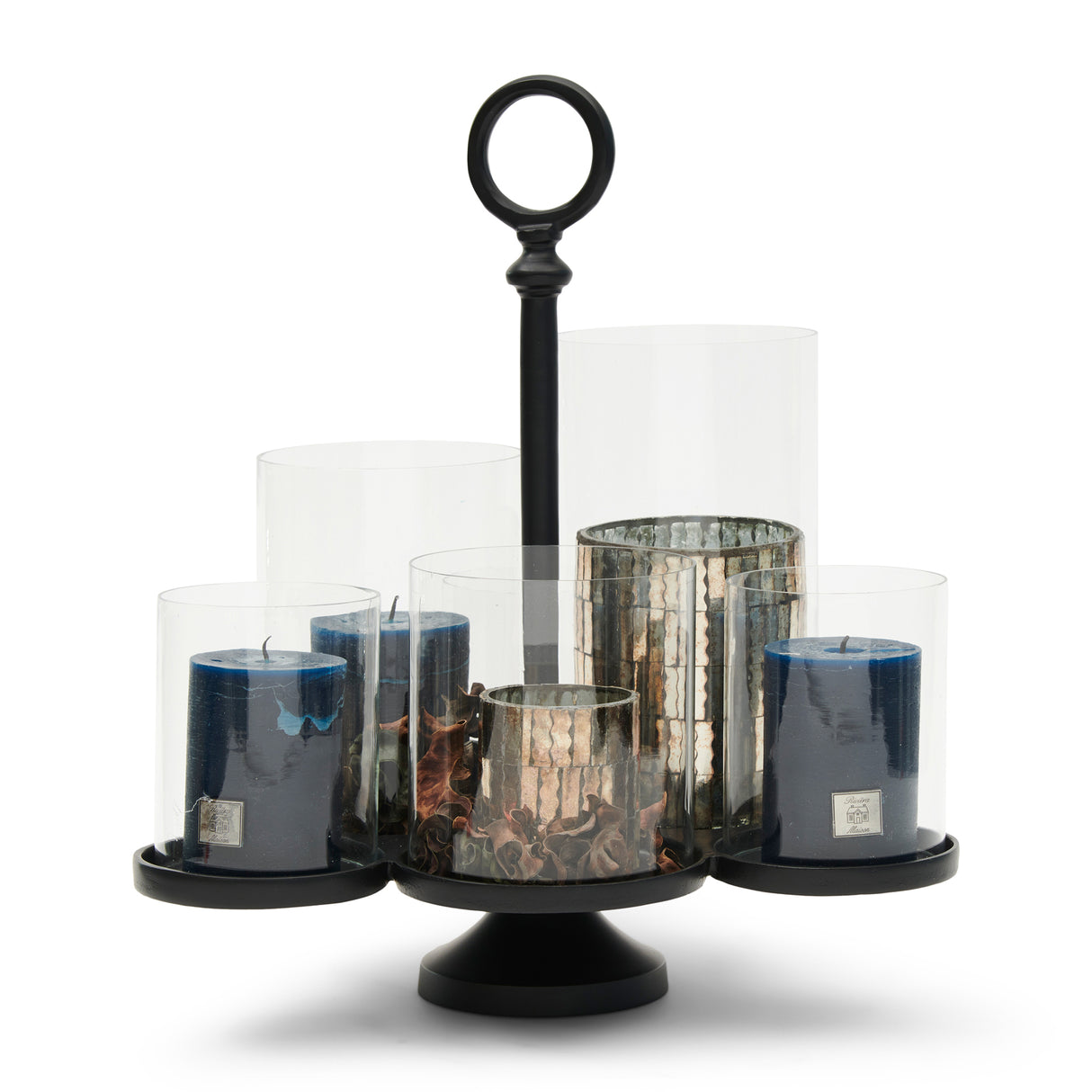 Laternenhalter Mattschwarz Aluminium und Glas, Silber, 36.5x35x42 cm – Lisbon Multiple Hurricane 1 | Rivièra Maison - Esszett Luxury | Stilvolles Wohnen mit Charakter