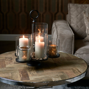 Laternenhalter Mattschwarz Aluminium und Glas, Silber, 36.5x35x42 cm – Lisbon Multiple Hurricane 1 | Rivièra Maison - Esszett Luxury | Stilvolles Wohnen mit Charakter