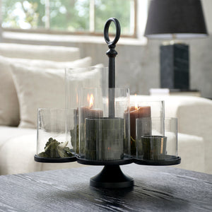 Laternenhalter Mattschwarz Aluminium und Glas, Silber, 36.5x35x42 cm – Lisbon Multiple Hurricane 1 | Rivièra Maison - Esszett Luxury | Stilvolles Wohnen mit Charakter