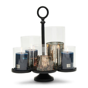 Laternenhalter Mattschwarz Aluminium und Glas, Silber, 36.5x35x42 cm – Lisbon Multiple Hurricane 1 | Rivièra Maison - Esszett Luxury | Stilvolles Wohnen mit Charakter
