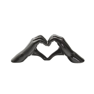 Dekoobjekt – Schwarze Keramik, Skulpturales Herz, Feine Hände - Heart | Gilde