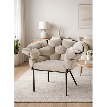 Sessel – Beiges Textil, Schwarzes Metall, Gepolsterter Sitz - Connect | Gilde