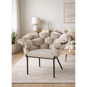 Sessel – Beiges Textil, Schwarzes Metall, Gepolsterter Sitz - Connect | Gilde