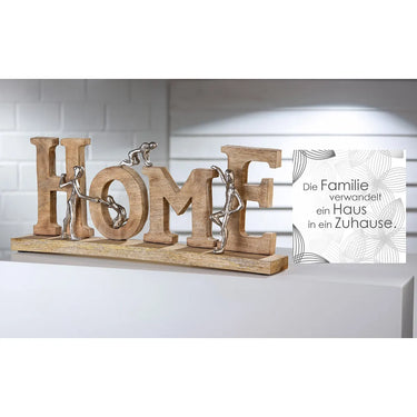 Schriftzug – Natürliches Mangoholz, Familienmotiv, Dekorativer Look - HOME | Gilde