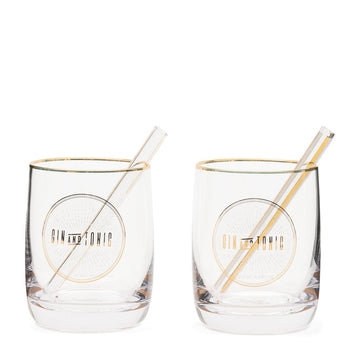 Gin & Tonic Glas Set mit Strohhalmen – Le Club | Rivièra Maison - Esszett Luxury | Stilvolles Wohnen mit Charakter