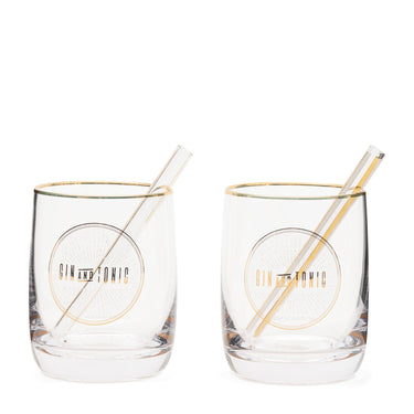 Gin & Tonic Glas Set mit Strohhalmen – Le Club | Rivièra Maison - Esszett Luxury | Stilvolles Wohnen mit Charakter