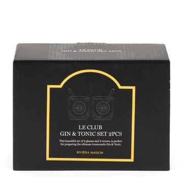 Gin & Tonic Glas Set mit Strohhalmen – Le Club | Rivièra Maison - Esszett Luxury | Stilvolles Wohnen mit Charakter