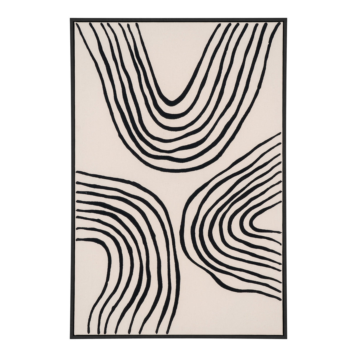 Wanddeko – Schwarz-Beige, grafisches Liniendesign, 90 cm hoch - Lipari | House Nordic