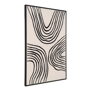Wanddeko – Schwarz-Beige, grafisches Liniendesign, 90 cm hoch - Lipari | House Nordic