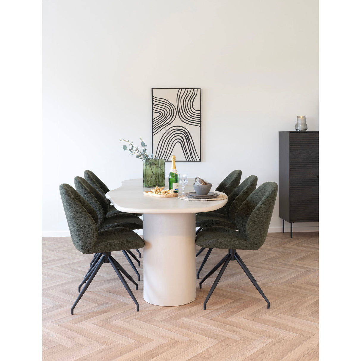 Wanddeko – Schwarz-Beige, grafisches Liniendesign, 90 cm hoch - Lipari | House Nordic