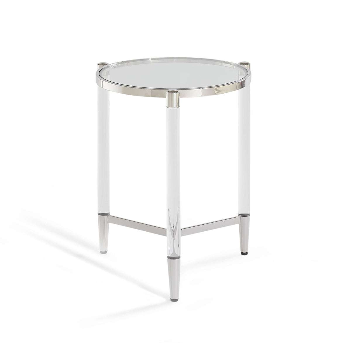 Beistelltisch – Gehärtetes Glas, Edelstahl Gestell, Acryl Beine, 60 cm Höhe   - Marilyn | Modus Furniture International