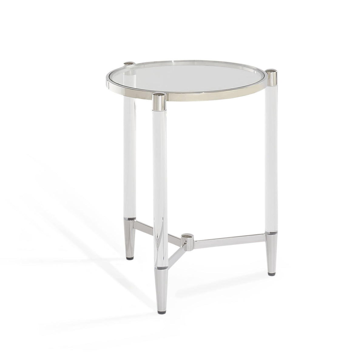 Beistelltisch – Gehärtetes Glas, Edelstahl Gestell, Acryl Beine, 60 cm Höhe   - Marilyn | Modus Furniture International