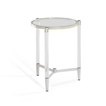 Beistelltisch – Gehärtetes Glas, Edelstahl Gestell, Acryl Beine, 60 cm Höhe   - Marilyn | Modus Furniture International
