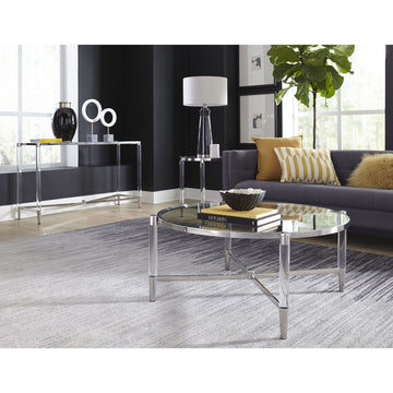 Beistelltisch – Gehärtetes Glas, Edelstahl Gestell, Acryl Beine, 60 cm Höhe   - Marilyn | Modus Furniture International