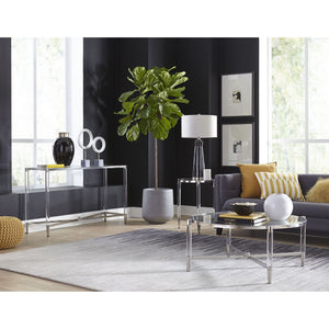 Beistelltisch – Gehärtetes Glas, Edelstahl Gestell, Acryl Beine, 60 cm Höhe   - Marilyn | Modus Furniture International