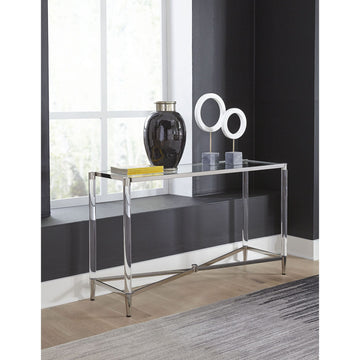 Konsolentisch – Gehärtetes Glas, Edelstahl Gestell, Acryl Beine, 73 cm Höhe   - Marilyn | Modus Furniture International