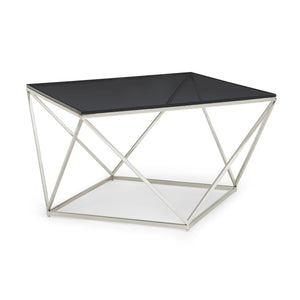 Coffee Table - Smoked Glass Top, Polished Stainless Steel Base, Geometric Design - Aria | Modus Furniture International