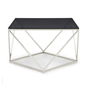 Coffee Table - Smoked Glass Top, Polished Stainless Steel Base, Geometric Design - Aria | Modus Furniture International