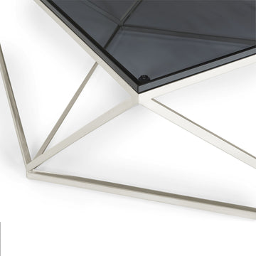 Couchtisch – Rauchglas Platte, Edelstahl Gestell, Rauchglas Grau, 48 cm Höhe - Aria | Modus Furniture International