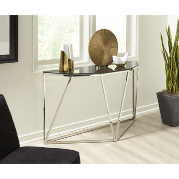 Konsolentisch – Rauchglas Platte, Edelstahl Gestell, Rauchglas Grau, 81 cm Höhe - Aria | Modus Furniture International