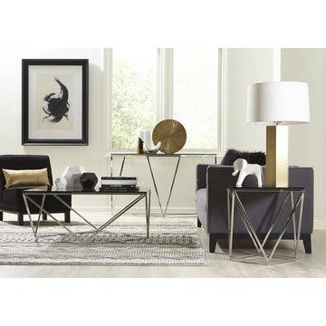 Konsolentisch – Rauchglas Platte, Edelstahl Gestell, Rauchglas Grau, 81 cm Höhe - Aria | Modus Furniture International