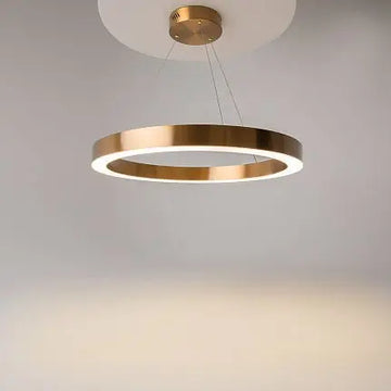 Pendant light Brass-colored stainless steel Acrylic elements Ring-shaped design – Saturno | Maytoni