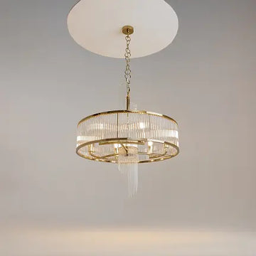 Pendelleuchte – Goldfarbenes Metall, 6× E14 Fassung, Glasschirme, Höhe 132,5 cm - Frame | Maytoni