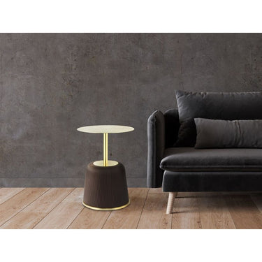 Tisch Eisengestell PU - Bezug MDF - Platte rundes Design – Jokai 325 | Kayoom - Esszett Luxury | Stilvolles Wohnen mit Charakter