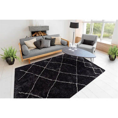 Teppich – Hochflor Design, Rautenmuster, Anthrazit Farbton, 160 x 230 cm - Orlando 525 | Kayoom