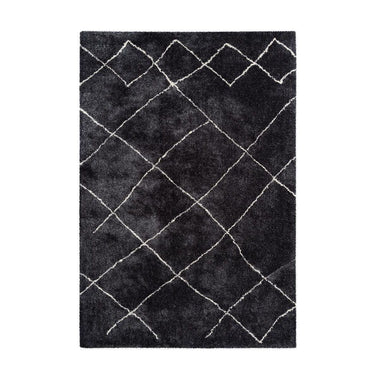 Teppich – Hochflor Design, Rautenmuster, Anthrazit Farbton, 200 x 290 cm - Orlando 525 | Kayoom